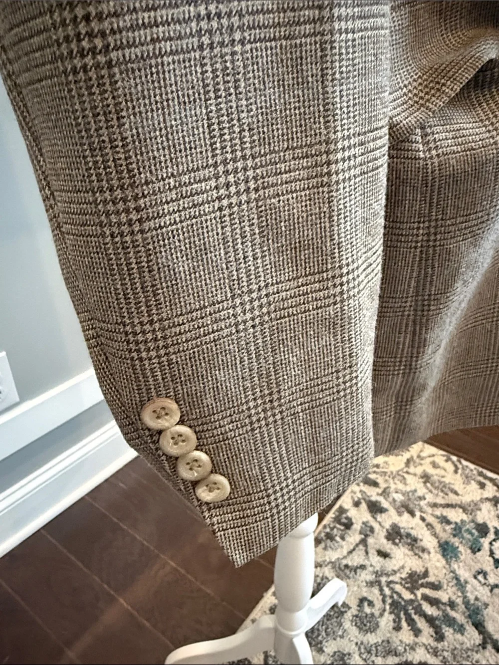 Vintage Oscar de la Renta Glen Plaid Sport Coat Blazer 42L Tan Brown 90s